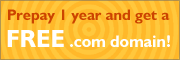 prepay 1 year and get a free .com domain!